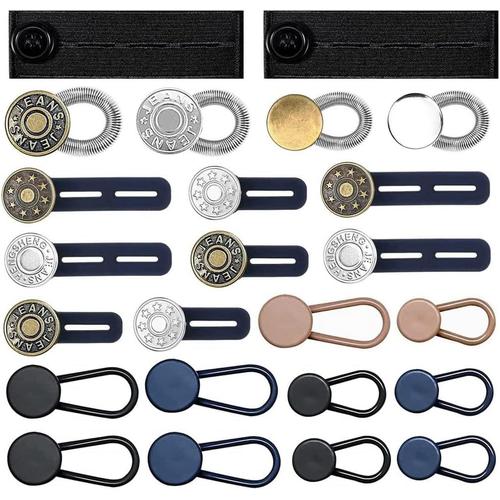 Rallonges de Boutons pour Jeans, 6 Tailles de Pantalons, Extension de Ceinture à Boutons, Taille éLastique RéGlable Flexible pour Femmes