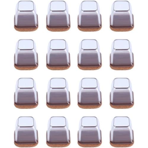 16 Pièces Séries Protections De Sol En Silicone Transparent Pour Pieds Chaise Avec Feutre Enveloppé, Capuchons De Pieds De Chaise Extra Petits, Ajustement : 0.75 Pouces-1.0 Pouces