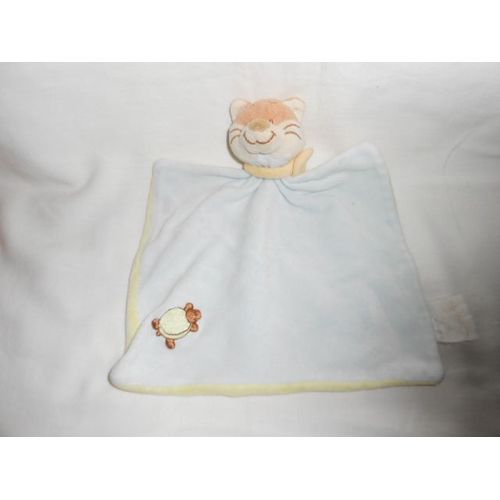 Doudou Renard By Bengy Amtoys 2004 Bleu Bandana Echarpe Jaune Tortue Brode Verte