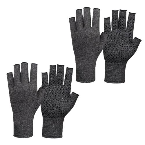 2 Paires Gants D'arthritique Gants Chauds Pressurisés Réchauffeurs de Jointures Gants Sans Doigts pour Soulager Douleur, Favoriser Circulation Sanguine, Offre un Soutien aux Doigts (Gris)