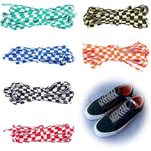 6 Paires Lacets Plats Élastiques 5 Couleurs Motif À Carreaux Lacets Cordons De Souliers Remplacement Universels Pour Sport Course Chaussures Tout-Aller 1.6 1.8m