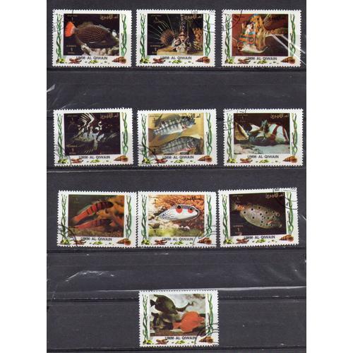 Umm Al Qiwain- Lot De 10 Timbres Oblitérés- Poissons