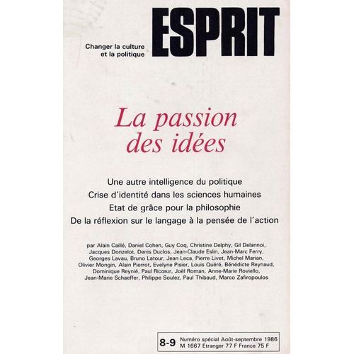 Esprit N° 8-9, La Passion Des Idées