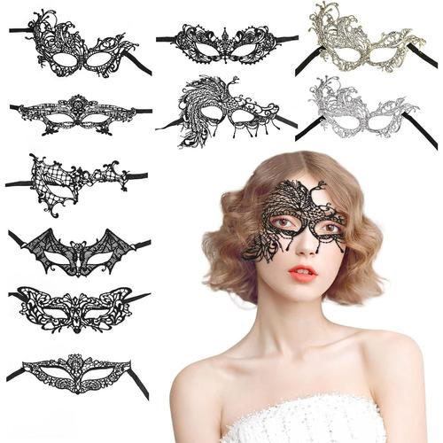 Lot De 10 Masques Vénitiens En Dentelle Pour Femme, Masque Pour Les Yeux, Masque Mascarade, Pour Halloween, Carnaval, Fête, Carnaval, Cosplay, Fête, Gothique, Masque Facial