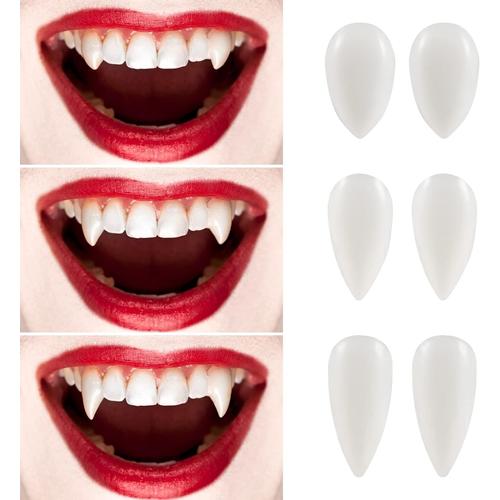 Lot De 3 Paires De Crocs De Vampire Pour Prothèses Dentaires D'halloween (2 Pièces De 13 Mm + 2 Pièces De 15 Mm + 2 Pièces De 17 Mm)