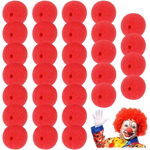 30 Pièces Nez de Clown Rouge, Clown Costume Boule d'éponge, Cosplay, Accessoires de Fête, Cirque, Halloween, Noël (5cm)