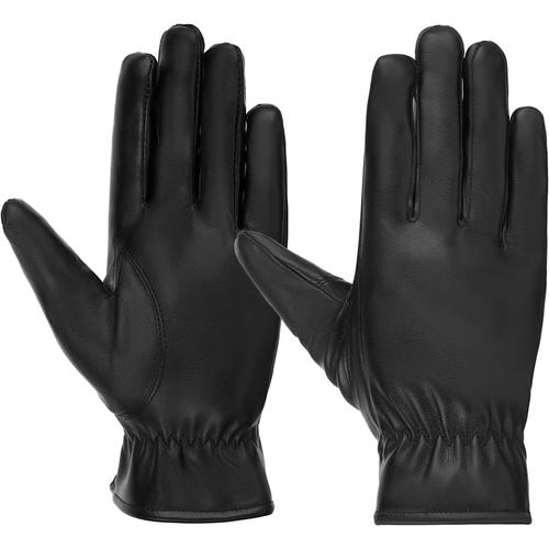 Gants d'hiver en cuir avec doublure en polaire corail pour écran tactile, gants de conduite tendance, gants épais et chauds pour homme et femme