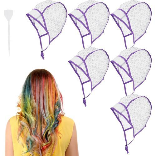 Lot De 6 Capuchons De Coiffure, Cache-Cheveux, Marquage, Glaçage, Pointe Artificielle, Avec Crochet En Plastique, Pour Salon, Bricolage Teinture Des Cheveux Et Coiffeur