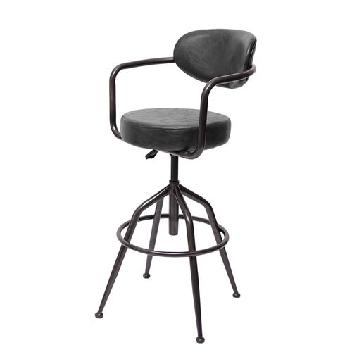 Tabouret De Bar Hwc-H10f, Pour Comptoir, Réglable En Hauteur, Design Industriel, Faux Daim   Vintage Gris