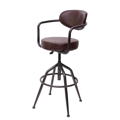 Tabouret De Bar Hwc-H10f, De Comptoir, Réglable En Hauteur, Design Industriel, Faux Daim   Vintage Marron
