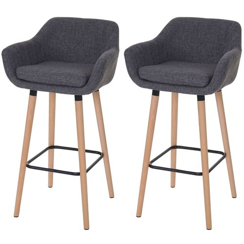 2x Tabouret De Bar Malmö T381   Tissu, Gris