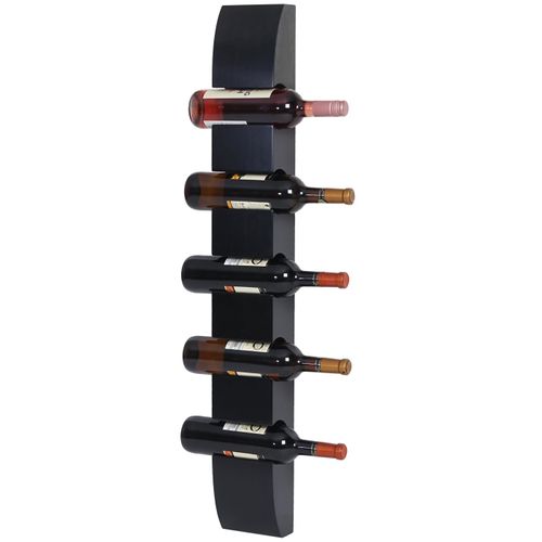 Étagère À Vin Colmar, Étagère Murale À Bouteilles En Bois, Pour 5 Bouteilles 99x13x9cm   Noir