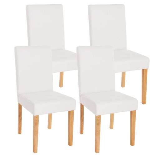Lot De 4 Chaises De Séjour Littau   Simili-Cuir, Blanc Mat, Pieds Clairs