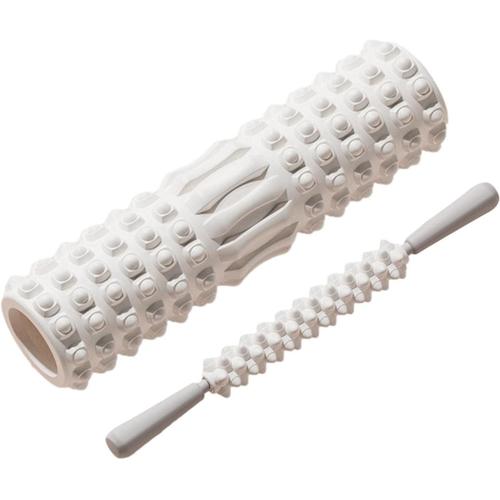 Colonne De Yoga Blanche + Bâton De Massage Rouleau En Mousse Pour Le Dos - Rouleau D'entraînement En Densité Moyenne | Rouleau En Mousse Pour Yoga, Pilates, Natation, Fitness Pour Le Dos,