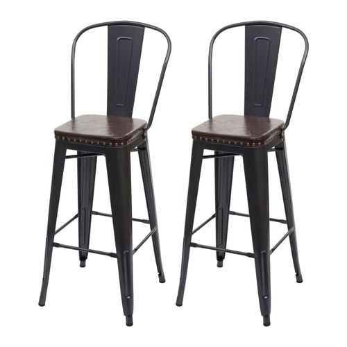2x Tabouret De Bar Hwc-H10c,Métal, Similicuir Chesterfield, Pour Gastronomie,Design Industriel   Noir-Marron