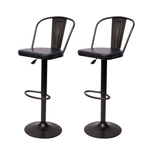 2x Tabouret De Bar Hwc-H10a, Réglable En Hauteur, Pivotant, Design Industriel   Vintage Noir-Gris