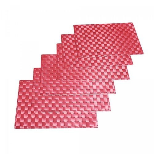 Set De Table Tissé Motif Uni Lot 6 So 33x48 Rose