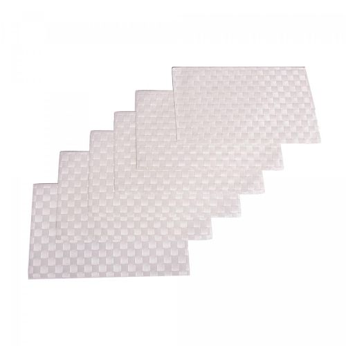 Set De Table Tissé Motif Uni Lot 6 So 33x48 Blanc