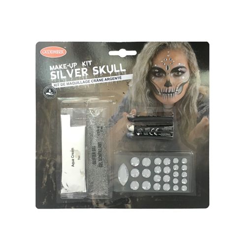 Kit Maquillage Squelette Sexy Argent Adulte