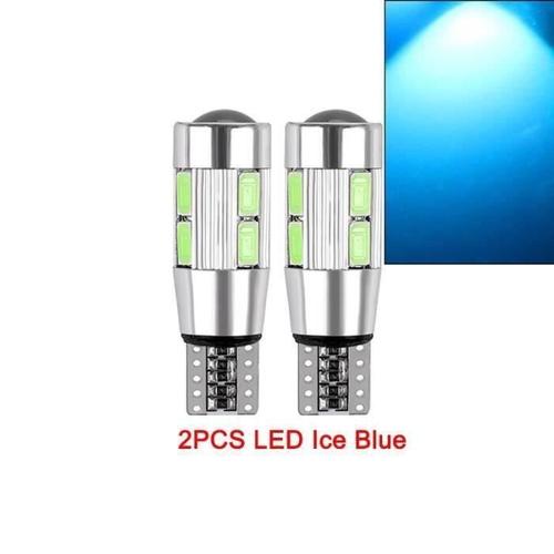 Cosmos-Émettre De La Couleur Bleu De Glace 2 Ampoules Led W5w T10 Canbus Sans Erreur 12v 6000k 5630 10 Smd 5w5 Dég