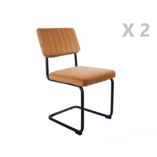 Lot De 2 Chaises Cantilevers Design Effet Velours Keen - Marron Terracotta