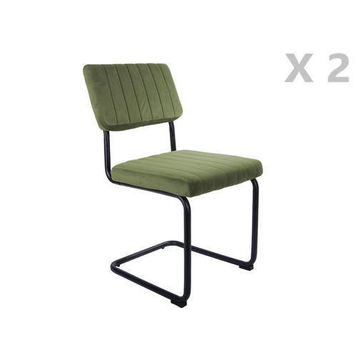 Lot De 2 Chaises Cantilevers Design Effet Velours Keen - Vert