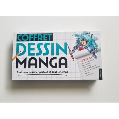 Coffret Dessin Manga - Avec 1 Livre, 1 Bloc De Dessin, 1 Stylo Pinceau, 3 Crayons, 1 Personnages Articulé En Bois, 1 Goomme, 1 Taille-Crayon