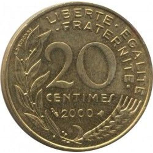 France = Pièce De Monnaie De 20 Centimes De Francs, Type Marianne, Graveur Dieudonné Et Lagriffoul, Année 2000