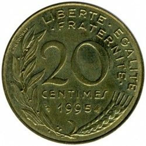 France = Pièce De Monnaie De 20 Centimes De Francs, Type Marianne, Graveur Dieudonné Et Lagriffoul, Année 1995