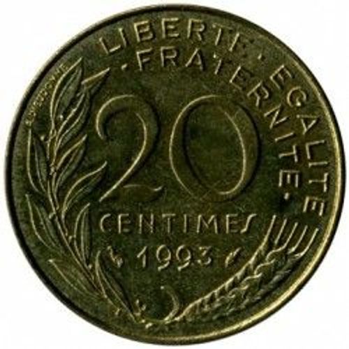 France = Pièce De Monnaie De 20 Centimes De Francs, Type Marianne, Graveur Dieudonné Et Lagriffoul, Année 1993