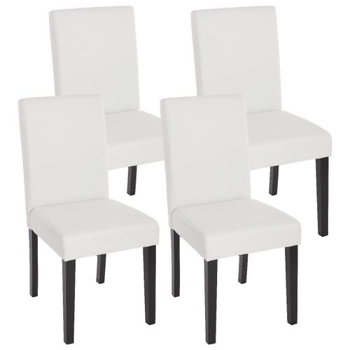 Lot De 4 Chaises De Salle À Manger Simili-Cuir Blanc Mat Pieds Foncés Cds04137