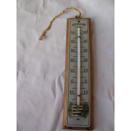 Ww1/Prewar France Thermometre En Centigrade Francais Sur Support Bois