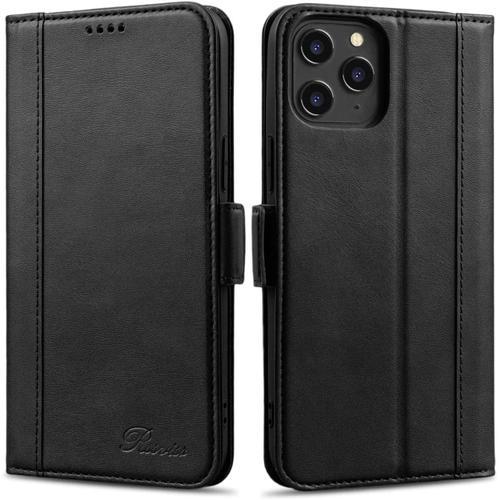 Coque Iphone 12 Pro Max Etui Cuir Pu Iphone 12 Pro Max Emplacements Cartes Protection Iphone 12 Pro Max Housse En Cuir Pu Iphone 12 Pro Max Boucle Magnétique 6.7 Noir