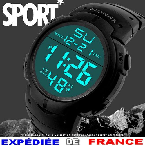 Imposante Montre Sport Pour Homme Chronomètre Alarme Date - Affichage Digital - Expédiée De France