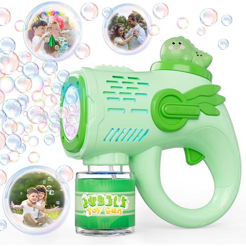 Vert Dinosaure Pistolet A Bulle Led Avec 200ml Liquide A Bulle, Vert Machine A Bulles Jouet Enfant 3 Ans+, Pistolet À Bulles Jeux Exterieur Cadeau Garcon Fille, Machines À Bulles De Savon Mariage