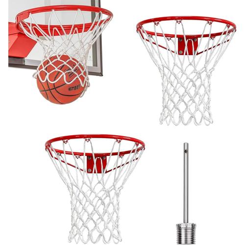 Filet De Basketball,Filet De Basket-Ball En Nylon,Filet Panier Basket Exterieur,Filet De Basket De Remplacement,Filet Pour Panier De Basketball,Boucles Basketball Net,Blanc,2pcs