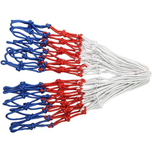 Blanc Rouge Bleu Filet De Basket-Ball De Remplacement Extérieur En Nylon Tressé Avec Corde Tressée Composants Durables Pour Paniers De Basket-Ball Convient À La Jante