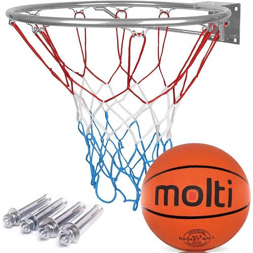 Argenté Hangring Kit De Panier De Basket-Ball Avec Anneau De Basket-Ball Ø 45 Cm Avec Filet Extérieur