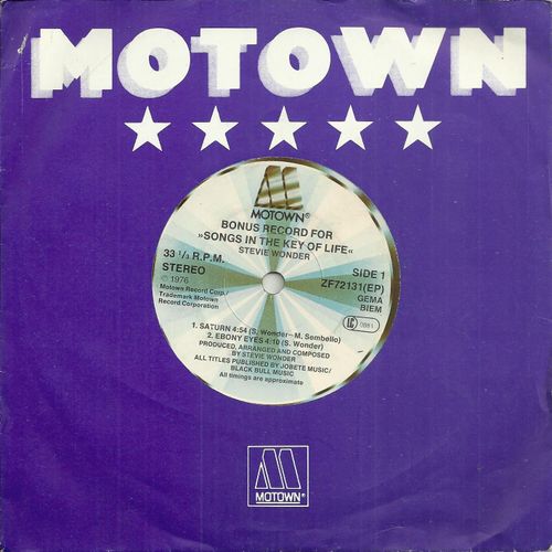 Bonus Record For "Songs In The Key Of Life" : Saturn 4:54 - Ebony Eyes 4:10 / All Day Sucker 5:06 - Easy Goin' Evening (My Mama's Call) 3:'58 (17cm)