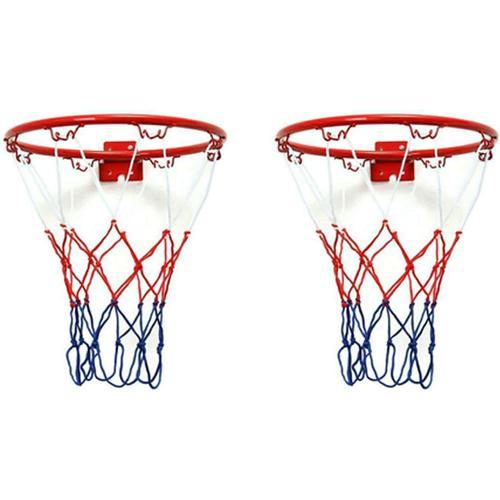 Rouge & Blanc & Bleu 2x Cerceau De Basket-Ball Mural De 32 Cm Filet De Jante En Métal Panier Suspendu La Jante Murale De Basket-Ball Avec Vis Sport De Plein Air Intérieur