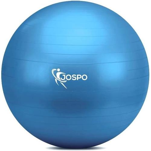 Bleu Arctique ® Ballon De Gymnastique Avec Pompe À Ballon - 55 Cm/65 Cm/75 Cm/85 Cm - Bleu/Rouge/Noir - Pour Bureau, Yoga, Entraînement Sportif, Pilates, Charge Maximale : 350 Kg, Sécurité