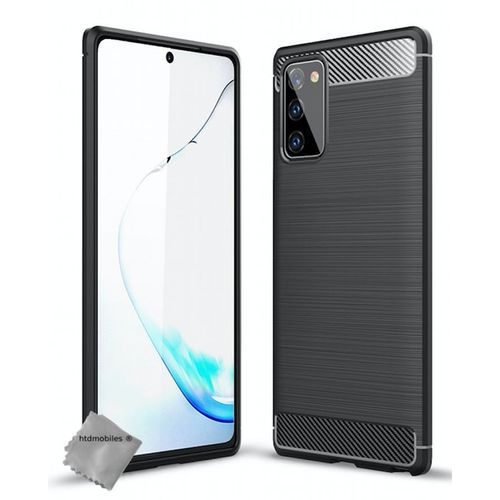 Housse Etui Coque Silicone Gel Carbone Pour Samsung Galaxy Note 20 + Film Ecran - Noir