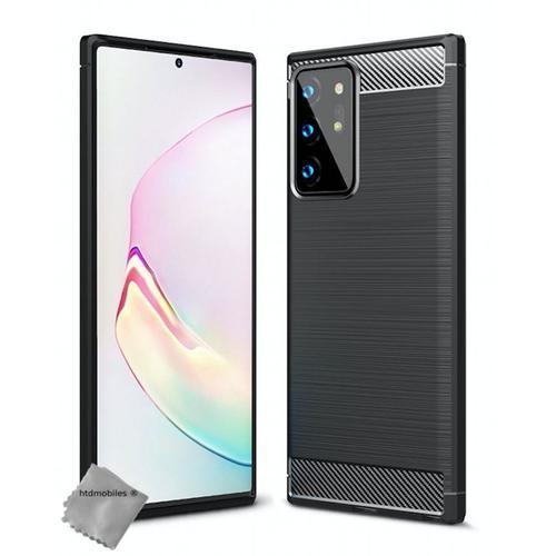 Housse Etui Coque Silicone Gel Carbone Pour Samsung Galaxy Note 20 Ultra + Verre Trempe - Noir