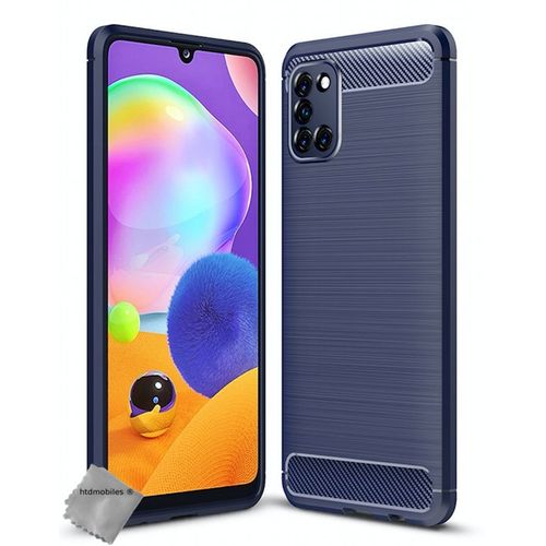Housse Etui Coque Silicone Gel Carbone Pour Samsung Galaxy A31 + Film Ecran - Bleu Fonce