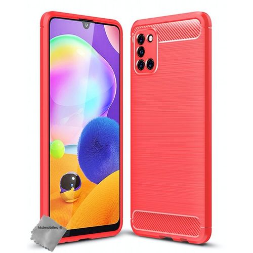 Housse Etui Coque Silicone Gel Carbone Pour Samsung Galaxy A31 + Film Ecran - Rouge