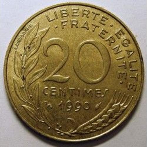 France = Pièce De Monnaie De 20 Centimes De Francs, Type Marianne, Graveur Dieudonné Et Lagriffoul, Année 1990