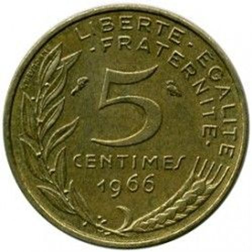 France = Pièce De Monnaie De 5 Centimes De Francs, Type Marianne, Graveur Dieudonné Et Lagriffoul, Année 1966.