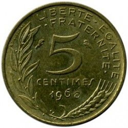 France = Pièce De Monnaie De 5 Centimes De Francs, Type Marianne, Graveur Dieudonné Et Lagriffoul, Année 1968.