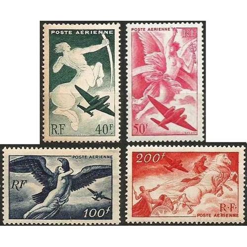 France 1946 / 47, Poste Aérienne, Très Belle Série Complète Mythologie, Timbres Yvert 16 Sagittaire, 17 Iris, 18 Égine Et Jupiter, 19 Char Du Soleil, Neufs**/*