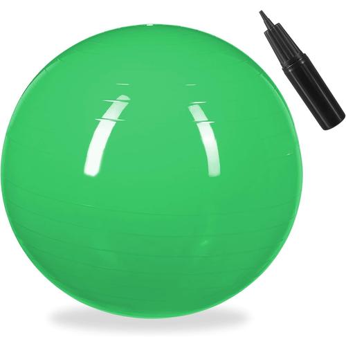 Vert Balle De Gymnastique, Ballon De Fitness, Yoga & Pilates, Bureau, Pompe À Air Inclue, Ø 65 Cm, Vert 1 Élément